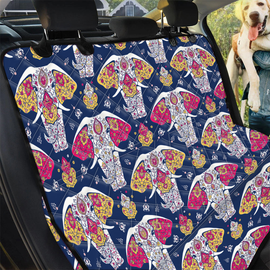 Indian Floral Elephant Pattern Print Pet Car Back Seat Cover