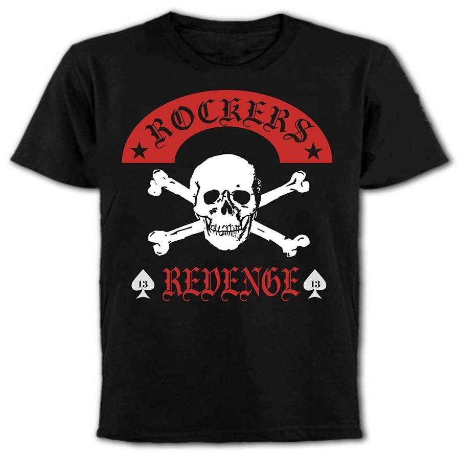 Rockers Revenge T-Shirt, Rock’N’Roll, Rockabilly, Skull Men’S Cotton T-Shirt