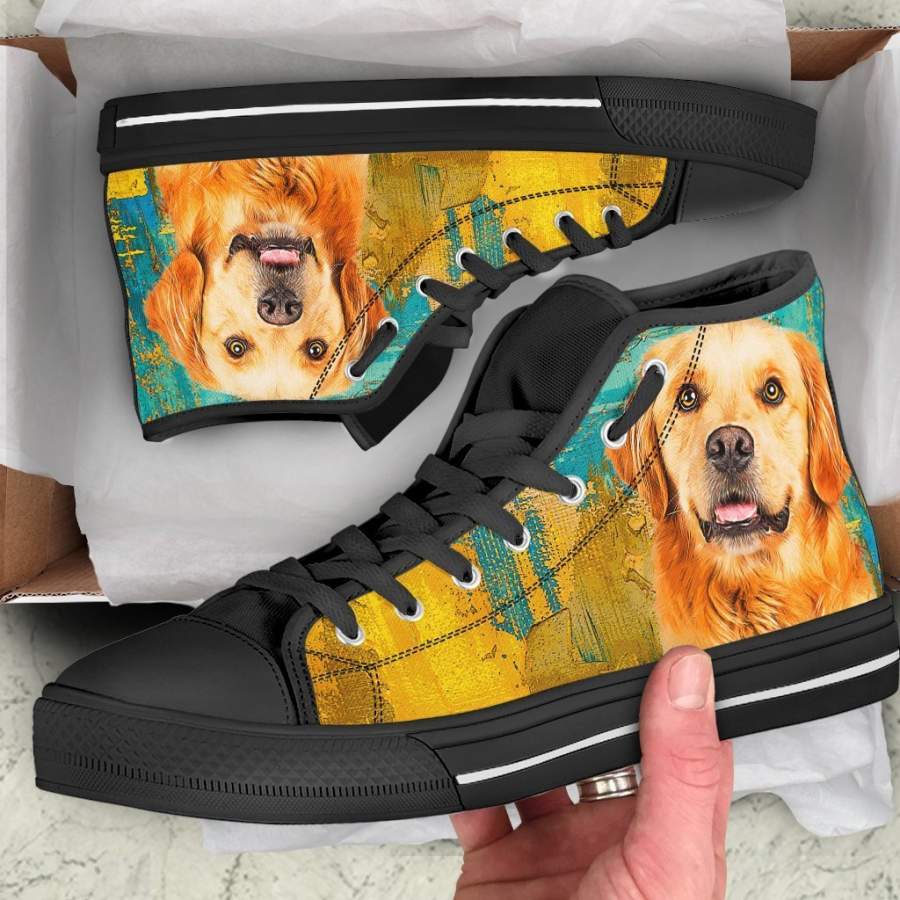 Golden Retriever Dog Sneakers Colorful High Top Shoes Gift Idea PT19