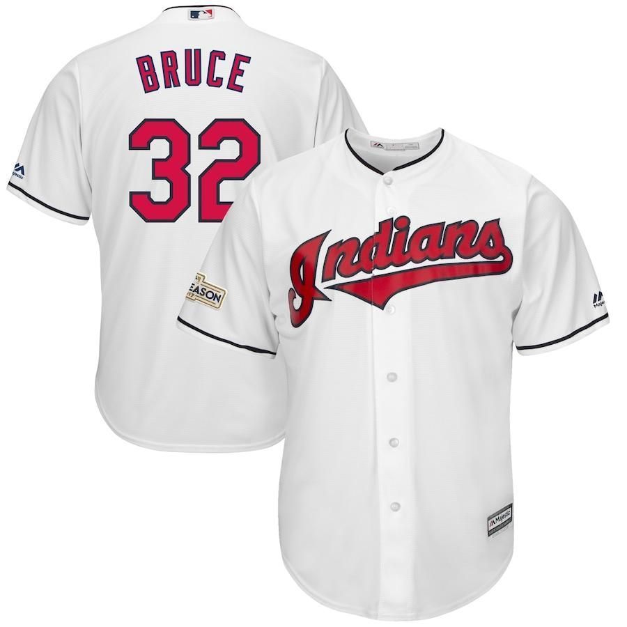 Jay Bruce Cleveland Indians Majestic 2017 Postseason Cool Base Player White 3D Jersey