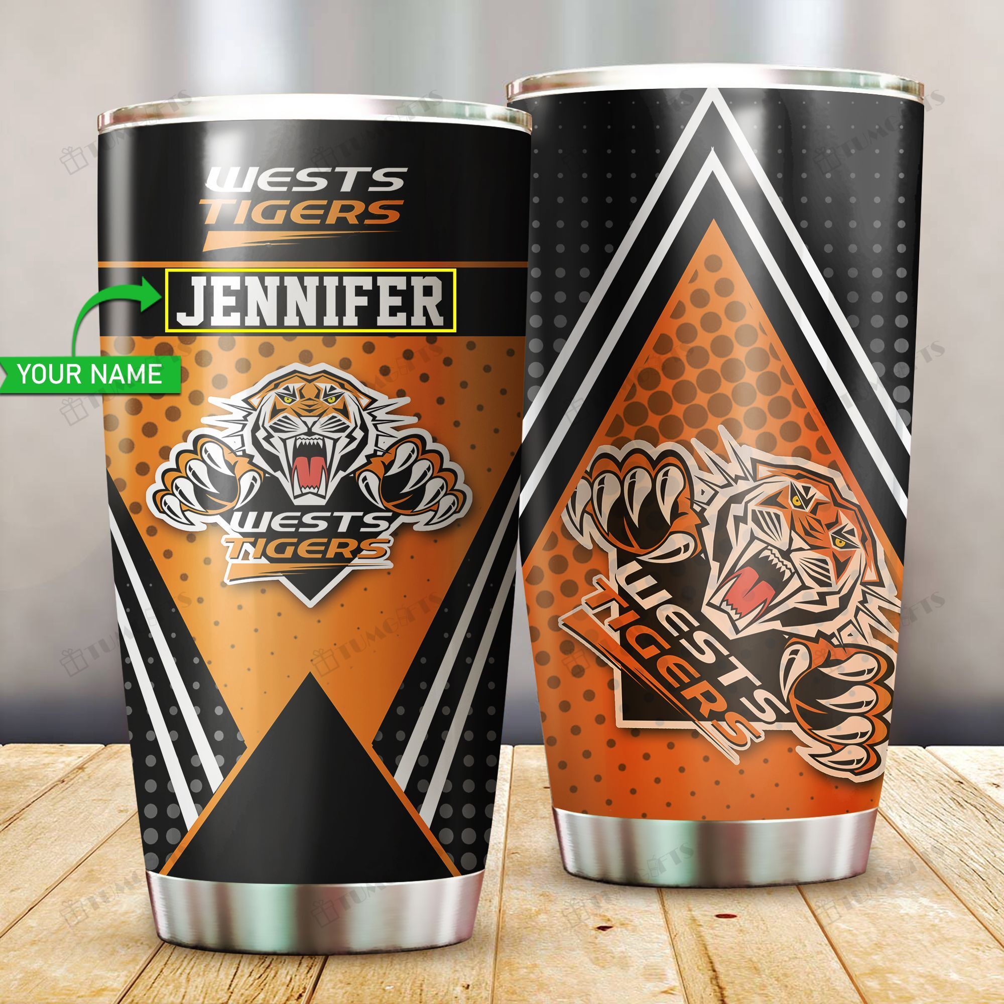 Buy Personalized Wests Tigers Custom Stainless Steel Tumbler