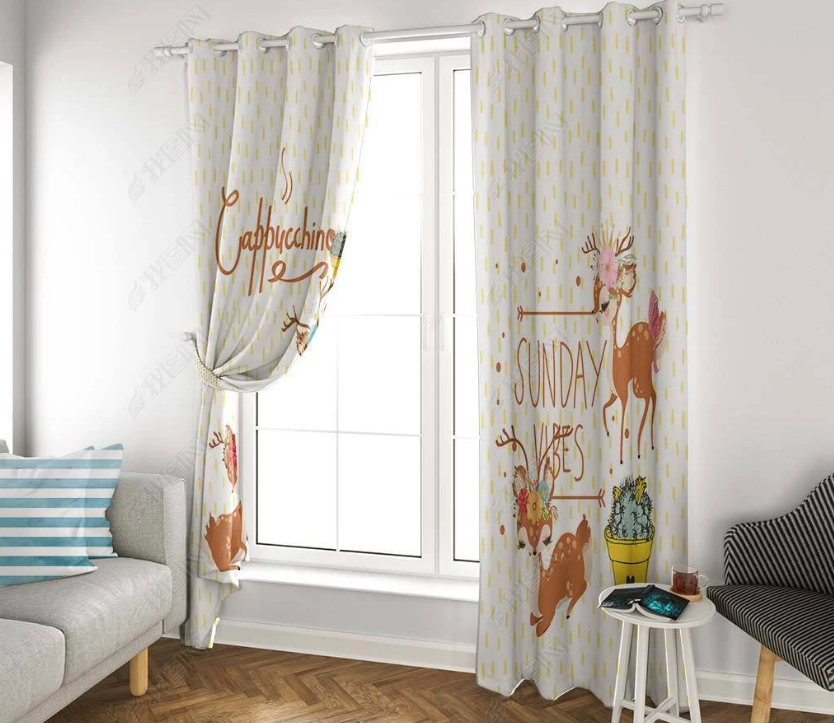 3D Hand Drawn Cartoon Animal Elk Curtains And Drapes Lqh 191