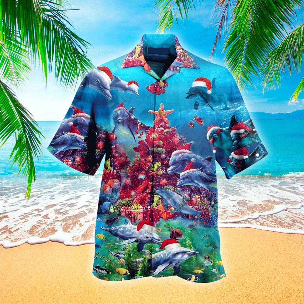 Christmas Dolphin Hawaiian Shirt For Dolphin Lovers