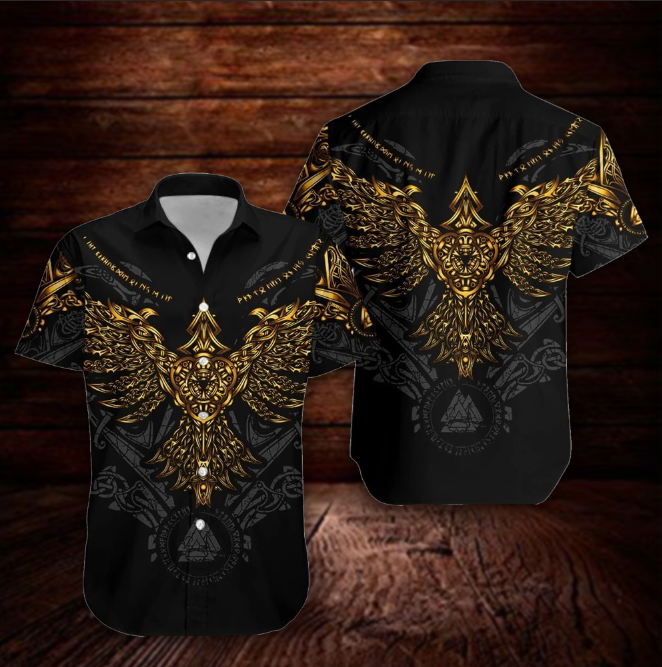 Viking Huginn Gold Hawaii Shirt Unisex Adult Ha104204