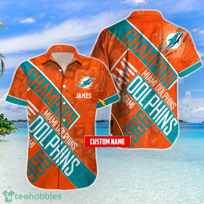 Miami Dolphins Nfl Custom Name Champion Hawaiian Shirt