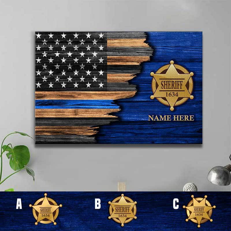 Sheriff Badge Canvas Print – Half Flag