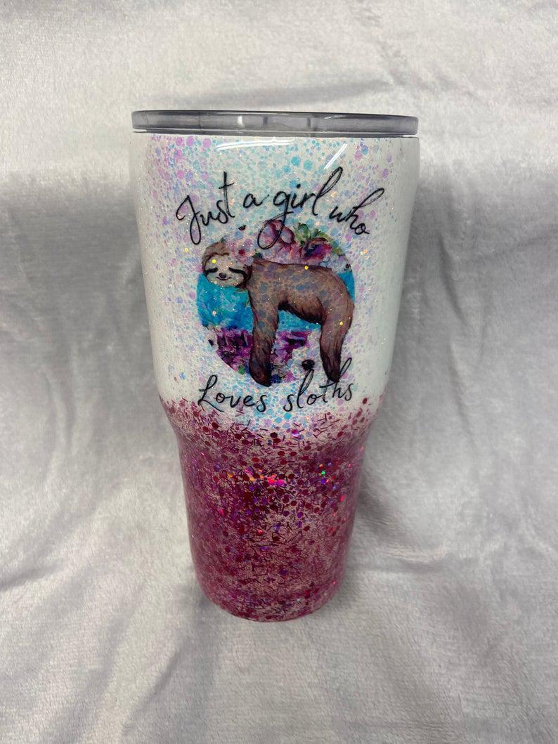 Sloth Tumbler, Sloth Cup, Spirit Animal Sloth Cup, Pink Sloth Tumbler, Sloths Are My Spirit Animal