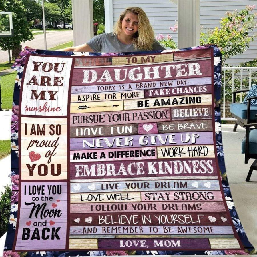 To My Daughter Custom Text Quote Quilt Blanket #HL