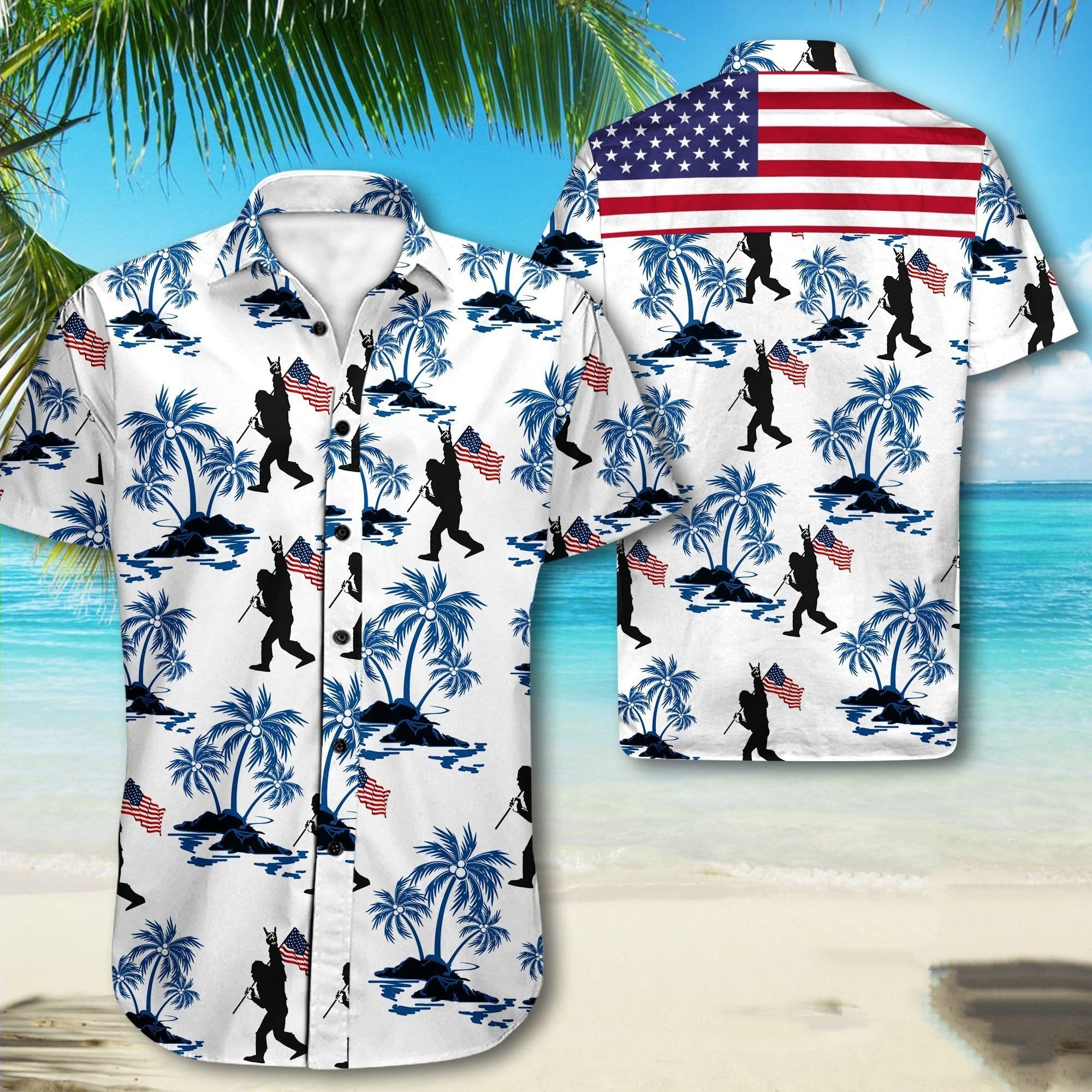 Hawaii Aloha Shirts American Bigfoot Ha62555