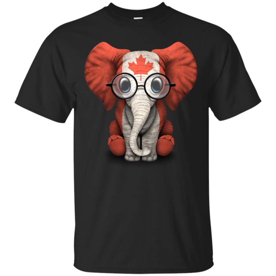 CANADA – Baby Elephant with Glasses and Canadian Flag T Shirt & Hoodie