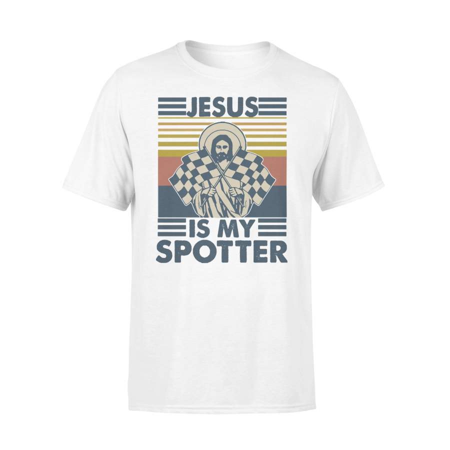 Car Racing Jesus Is My Spotter Vintage Retro T-shirt