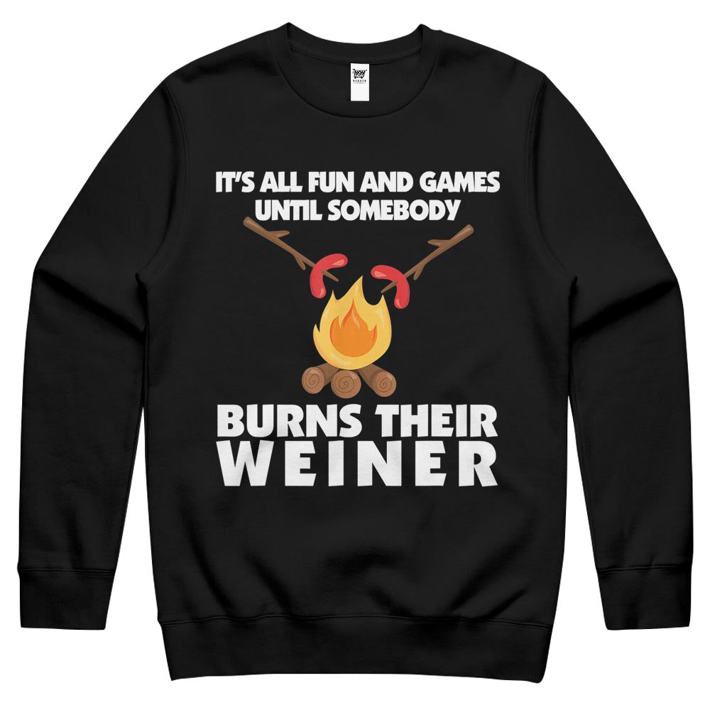 Funny Camping Burn Your Weiner Campfire Crewneck Sweatshirt