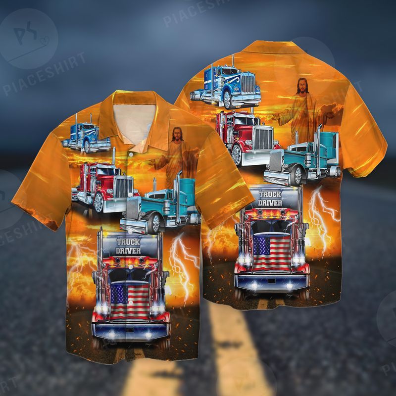 Jesus Bless Truckers America Sunset Full Print Hawaii Shirt Ha50971