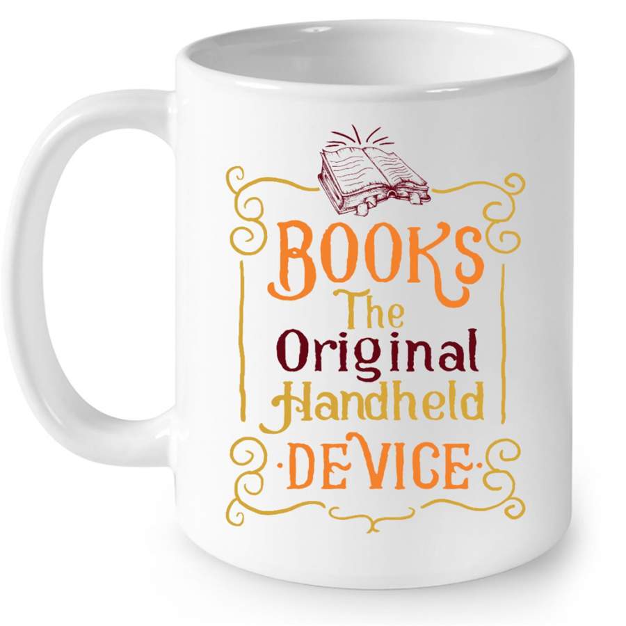 Books The Original Handheld Device Classic VIntage W  – Full-Wrap Coffee White Mug