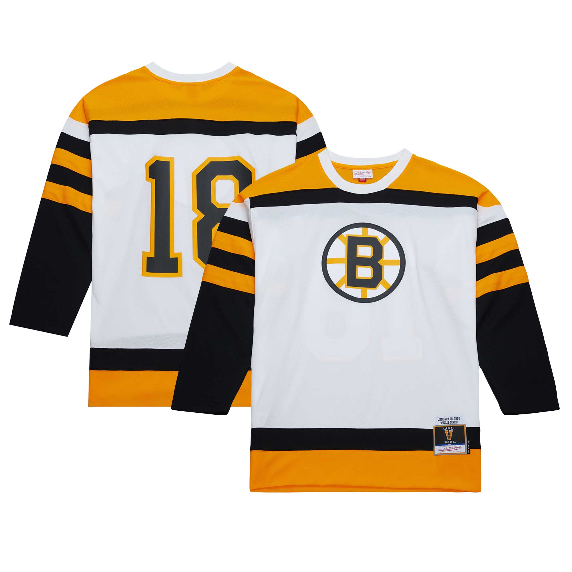 Willie O'Ree Boston Bruins Mitchell & Ness 1958 Blue Line Player Jersey – White