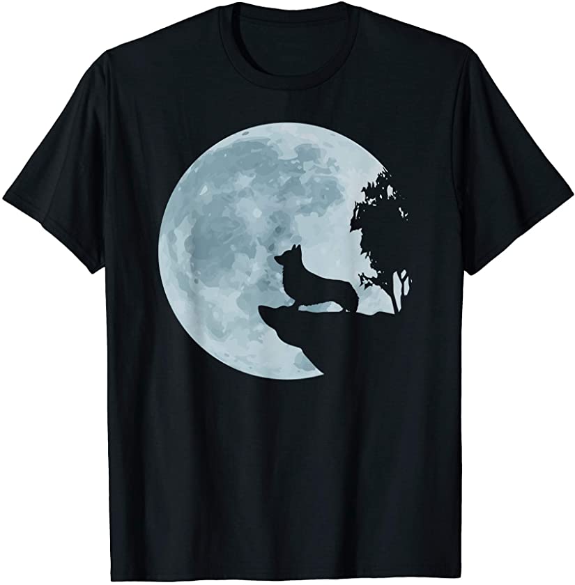 Pembroke Welsh Corgi Full Moon Dog Puppy Owner Cute Pet Gift T-Shirt