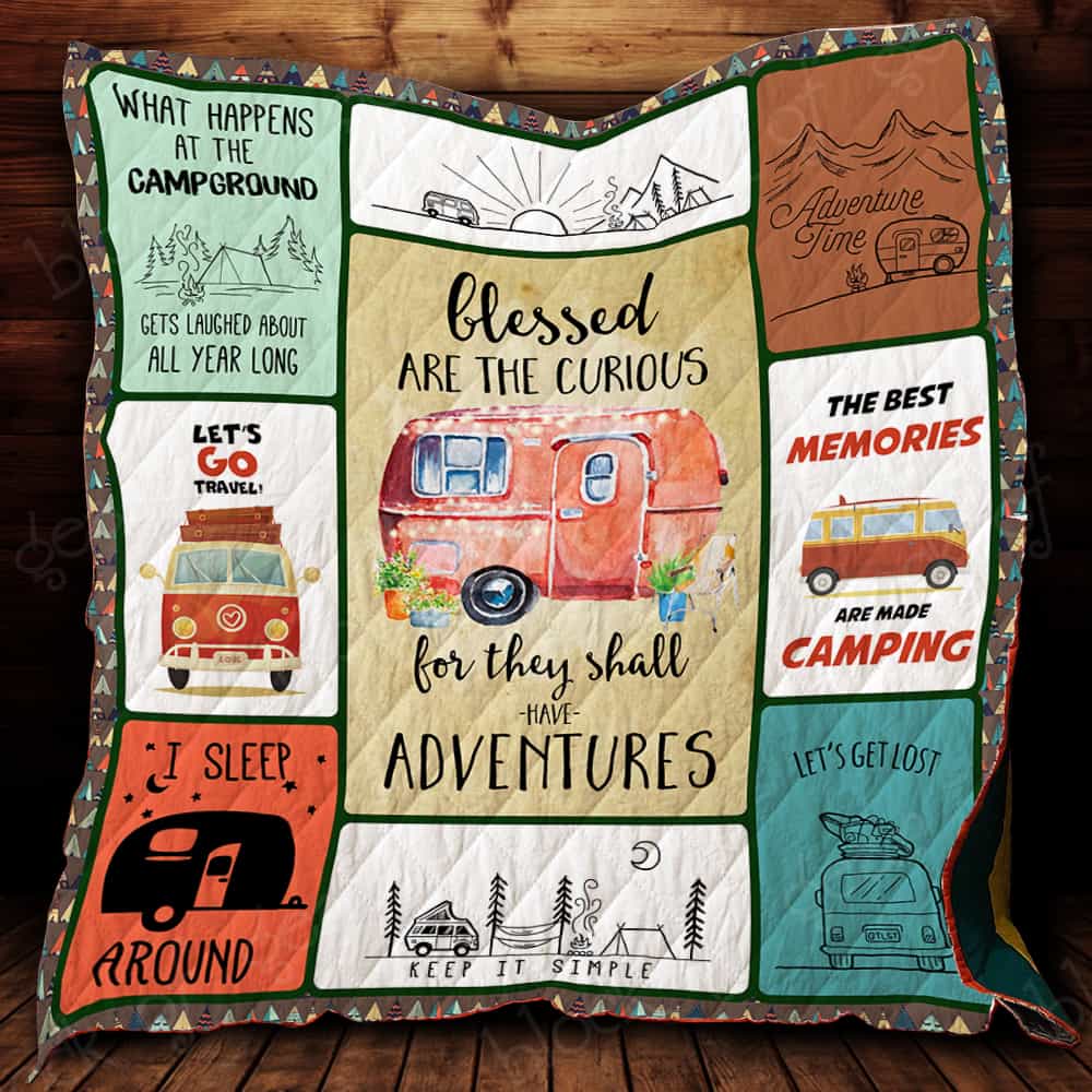 Blessed Are The Curious Camping Fleece Blanket – Quilt Blanket Fleece Blanket, Blanket Sofa Bed, 3D Blanket