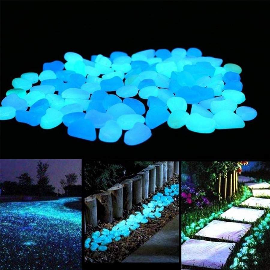 100pcs/Bag Luminous Stones Glow in the Dark Stones Rocks for Home Fish Tank Garden Outdoor Walkway Decor
