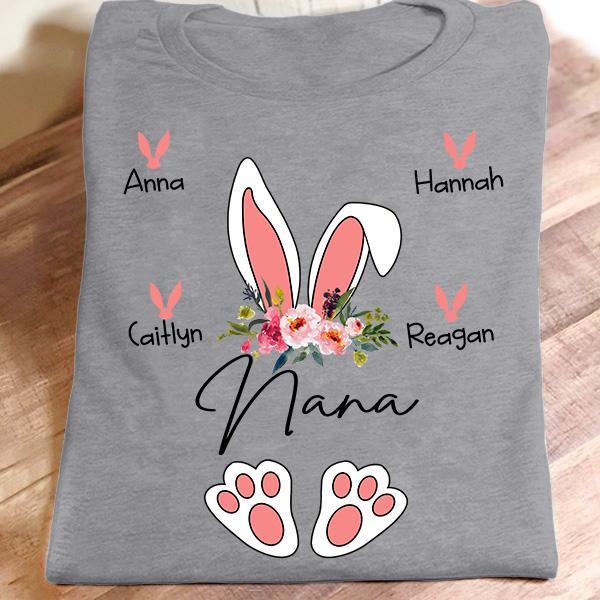 Personalized Name T-shirt Nana Bunny – Art Easter Gift Unisex T-shirt Hoodie Plus Size S-5xl