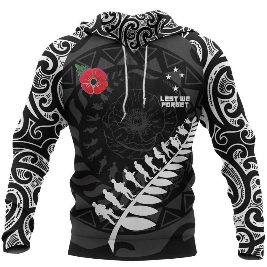 Anzac Tattoo New Zealand Hoodie, Lest We Forget Pullover Hoodie NNKANZ7