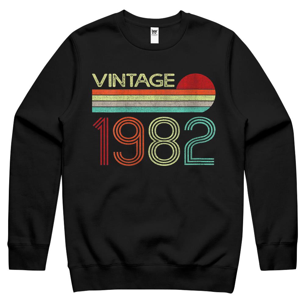 Womens Vintage 1982 40Th Birthday Gift Men Women 40 Years Old Crewneck Sweatshirt