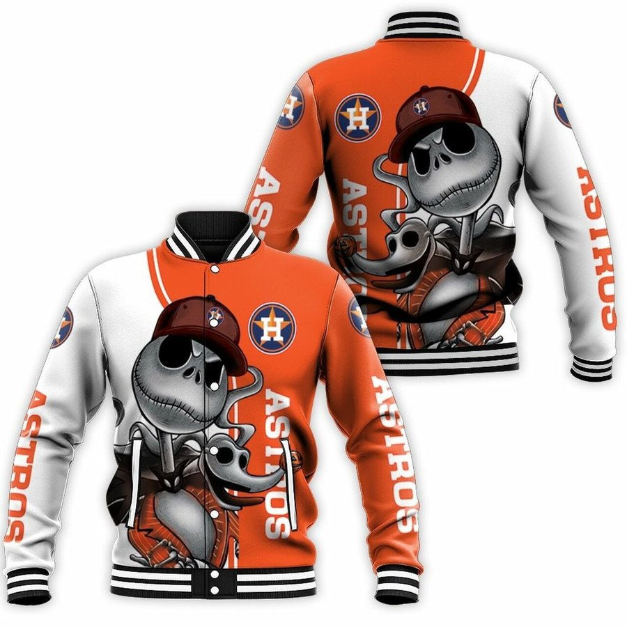 Houston Astros Jack Skellington And Zero Baseball Jacket