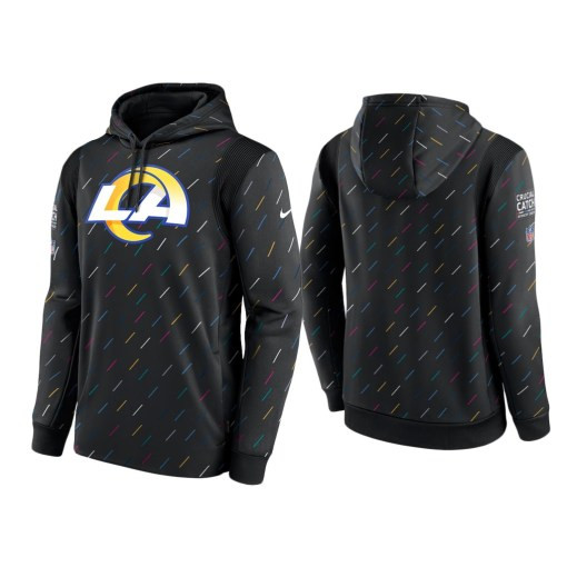 Men’S Los Angeles Rams 2021 Crucial Catch Charcoal Therma Pullover Hoodie Los Angeles Rams Charcoal Hoodie