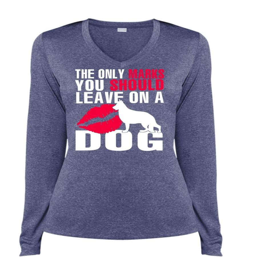 You Should Leave On A Dog T Shirt, My Favorite T Shirt, Cool Shirt (Ladies LS Heather V-Neck)