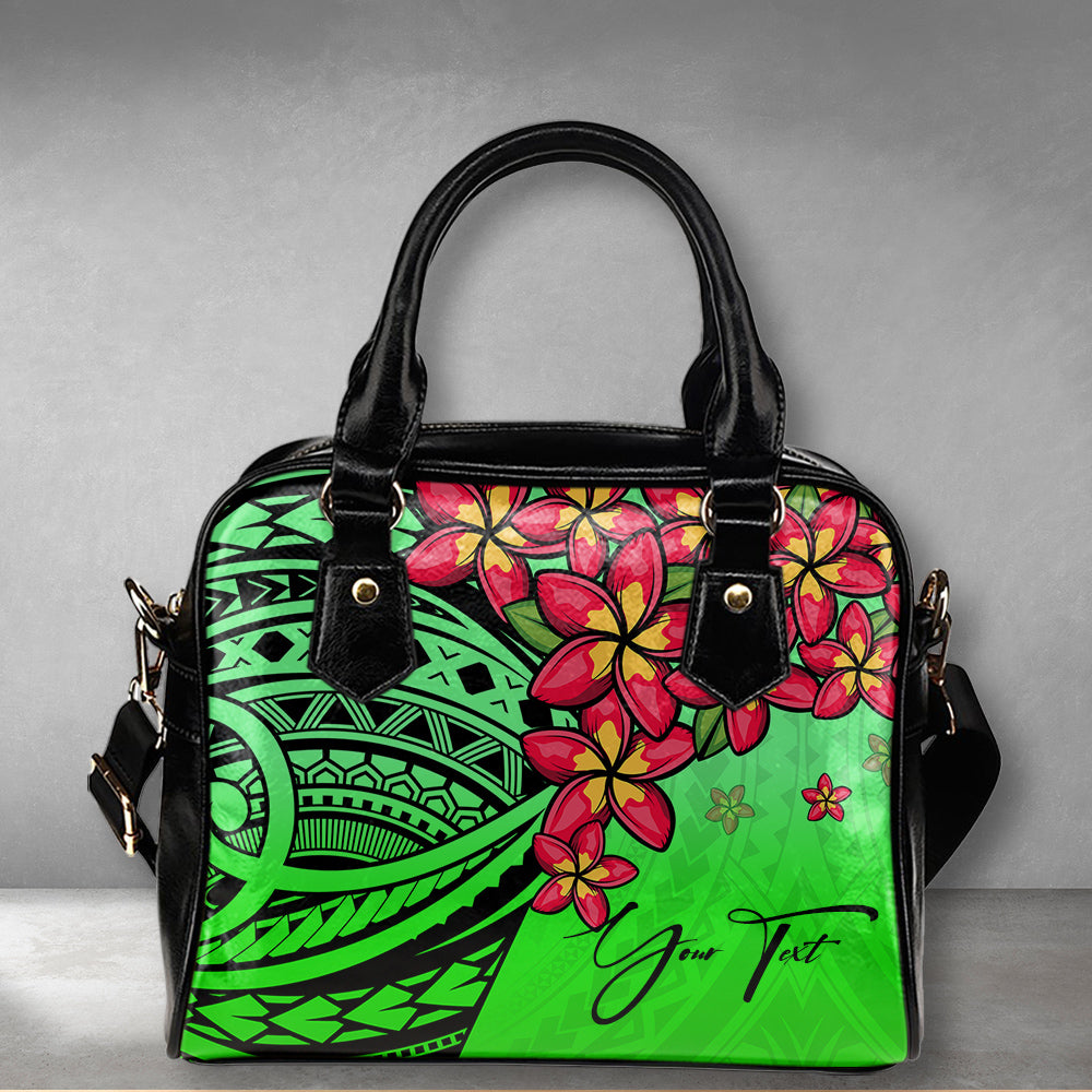 (Custom) Polynesian Plumeria Green Shoulder Handbag Personal Signature A24