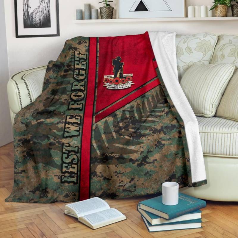 Anzac New Zealand Premium Blanket Lest We Forget Camo- Road to Peace