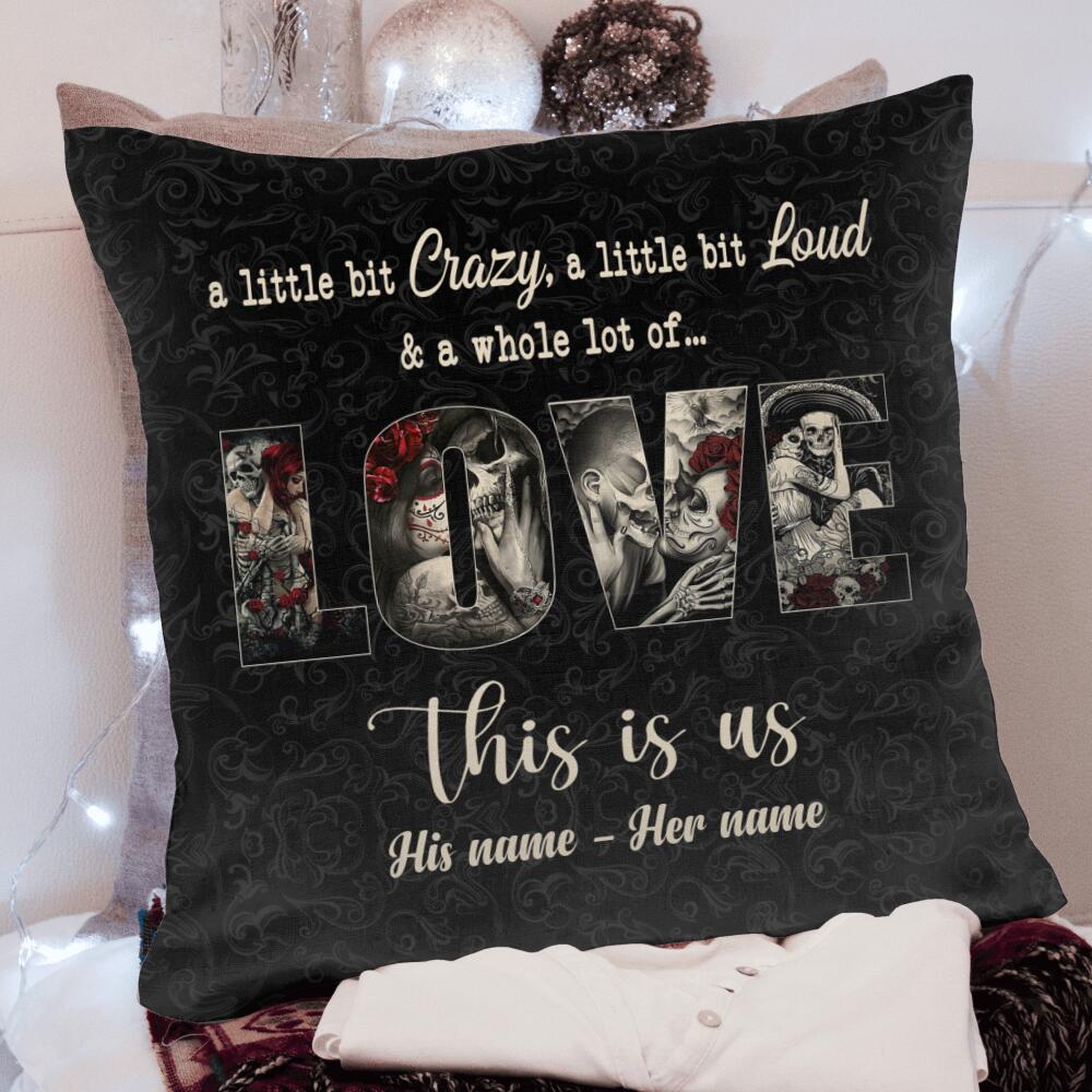 Custom Skull Couple This Is Us Square Pillow Case