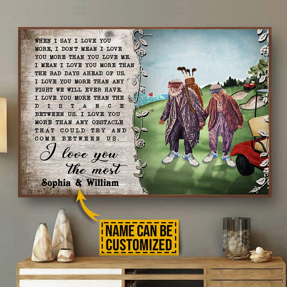 Personalized Canvas, Custom Canvas Prints Golf Old Couple I Love You The Most Customized Poster Print, Canvas Poster Wall Art, Canvas Print Wall Decor