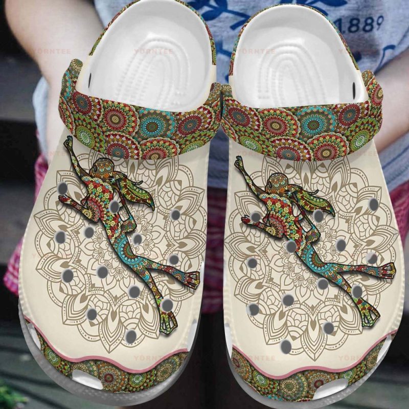 Scuba Diving Mandala Gift For Lover Rubber clog Shoes Comfy Footwear