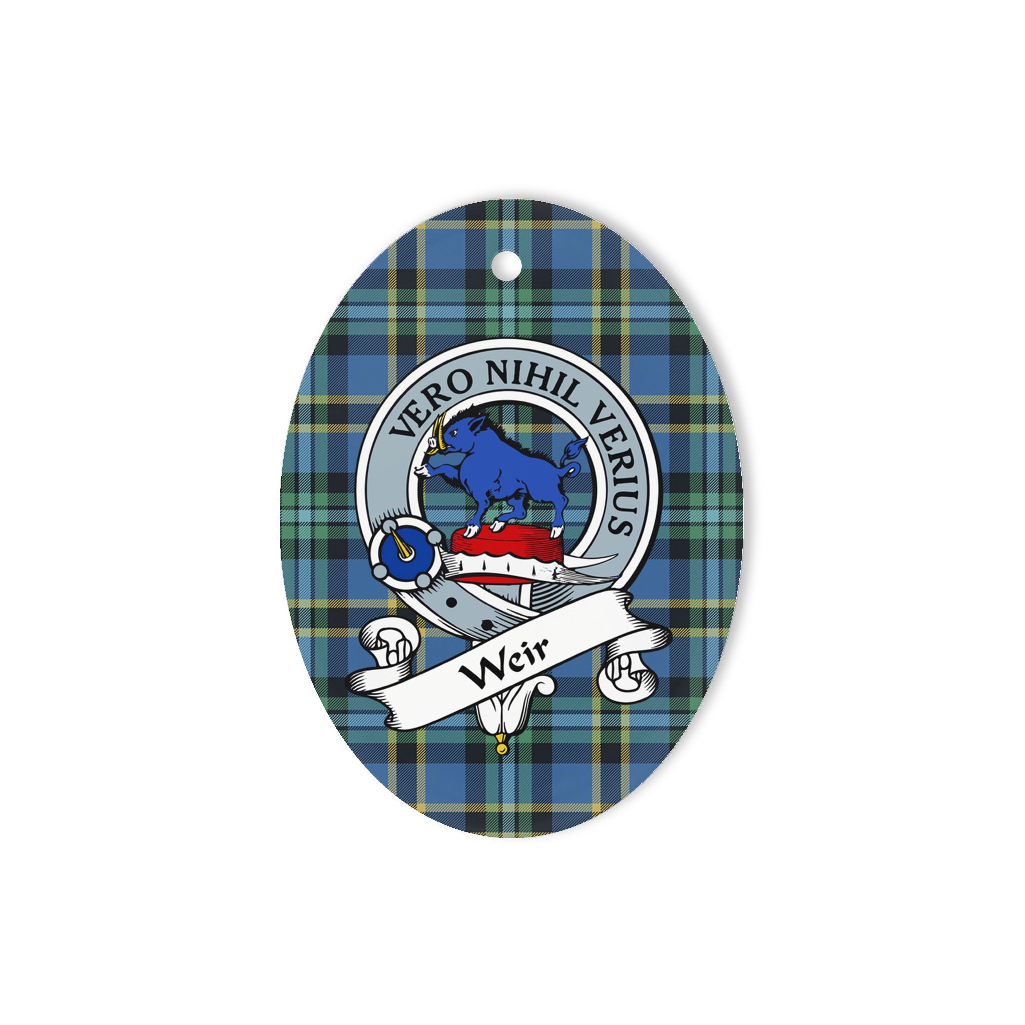 Weir Scottish Clan Badge Plaid Ornament Gift. Christmas Tree Ornament Weir Clan Tartan Ornament Great Christmas Ornaments Gift Oval Ornament