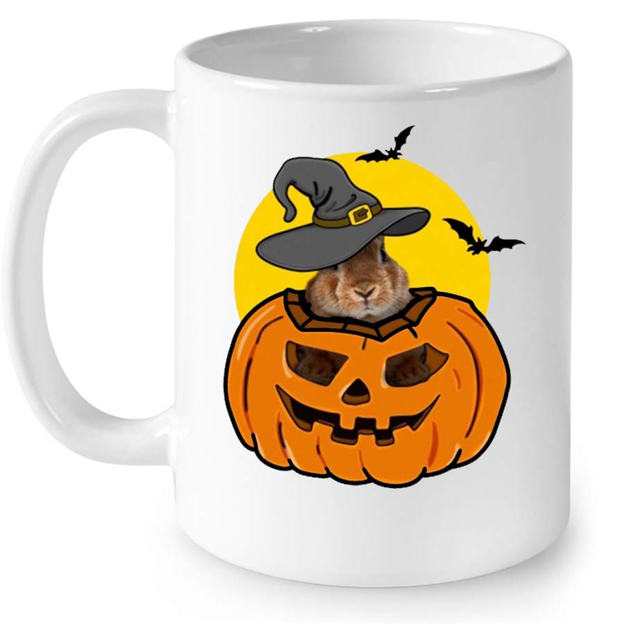 Bunny Witch Halloween Pumpkin W – Full-Wrap Coffee White Mug