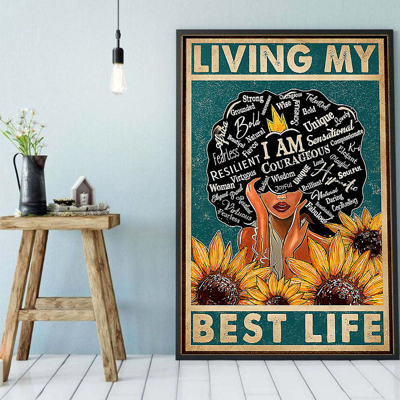 African Custom Canvas Amazing African American Black Art Poster Print Black Girl African King Appealing Wall Art Home Decor