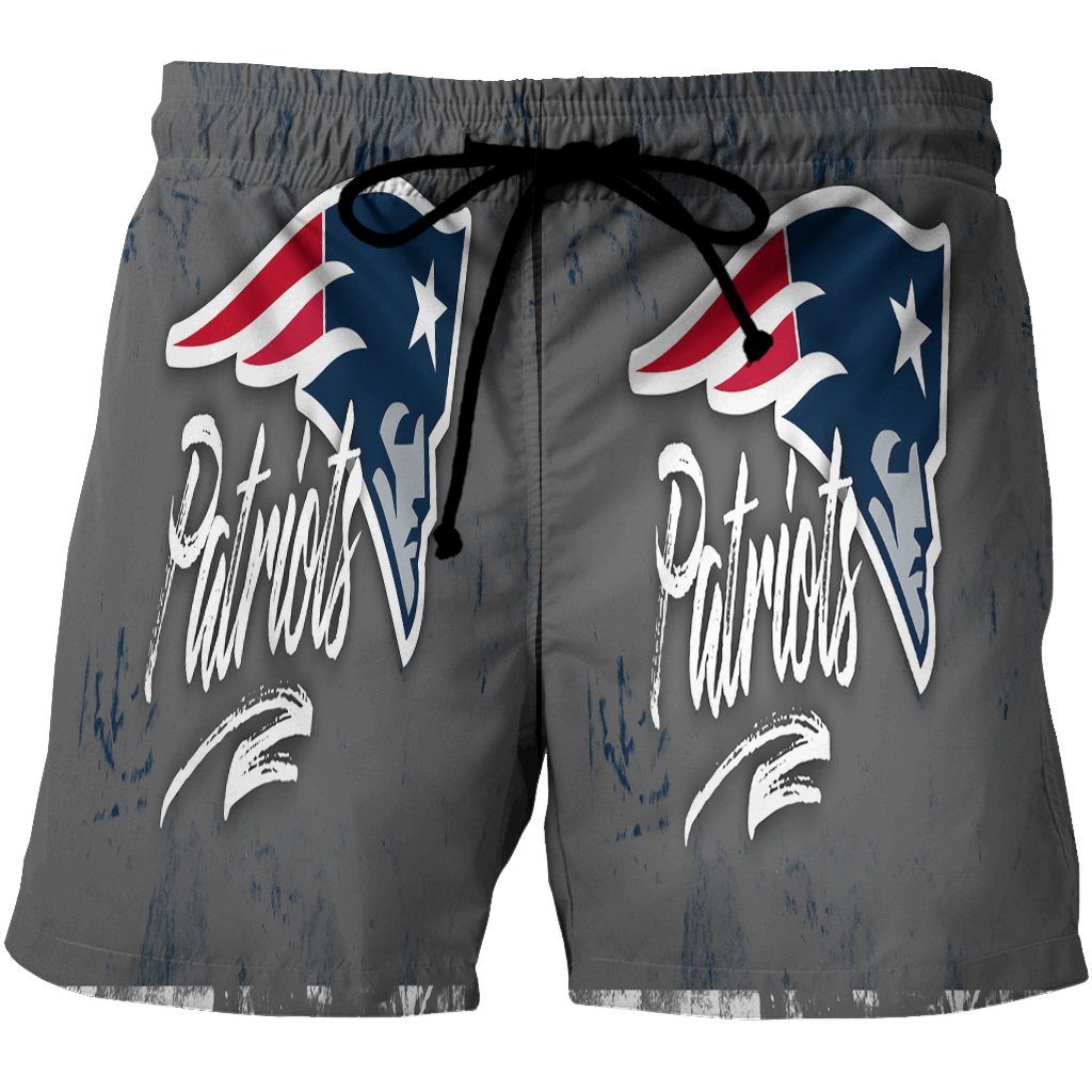 New England Patriots Gray Blue2 3D All Over Print Summer Beach Hawaiian Short