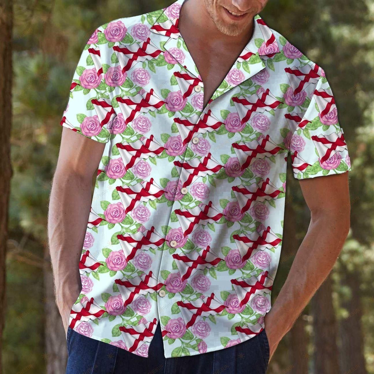 Alabama Camellia Aloha Hawaiian Shirt Colorful Short Sleeve Summer Beach Casual Shirt For Men And Women