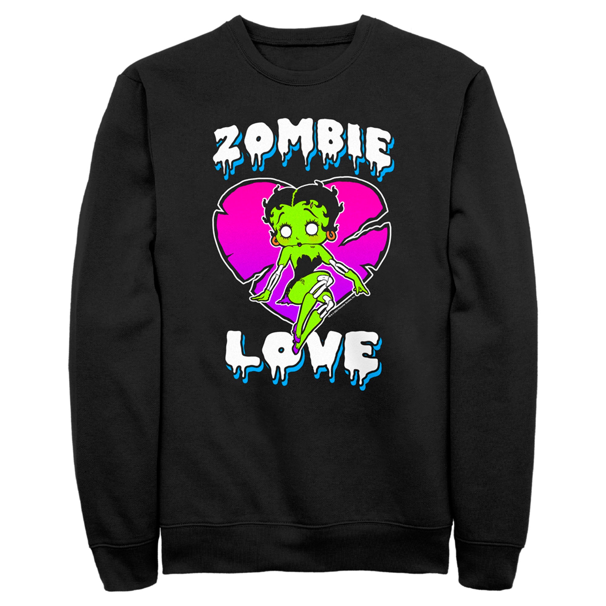 Men’S Betty Boop Halloween Green Zombie Love Sweatshirt