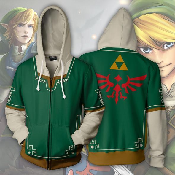 The Legend of Zelda Hoodies – Zip Up Link Green Hoodie