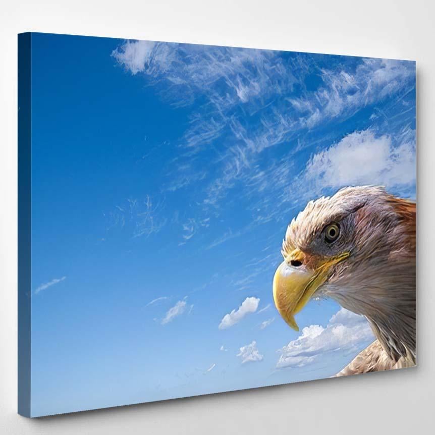 Wild Beautiful Eagle Head Front Blue – Eagle Animals Canvas Print