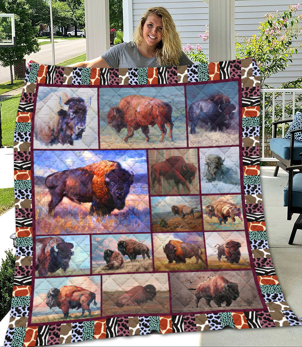 3D All Over Printed Animal – Bison – Soft Cotton All Size Quilt