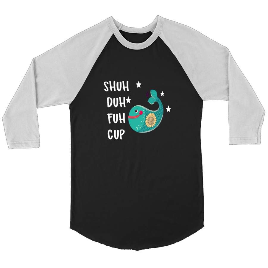 Shuh Duh Fuh Cup, Floral Shark – Canvas 3/4 Raglan Shirt