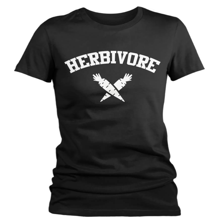 Women’s Herbivore T-Shirt Vegan Shirt Carrot Vegetable Vegetarian Graphic Tee Vegans Shirts Athletic