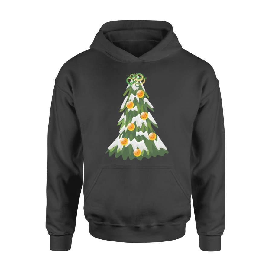 Christmas Gift Idea Green Christmas Tree Orange Oral With Dragon On The To p – Standard Hoodie