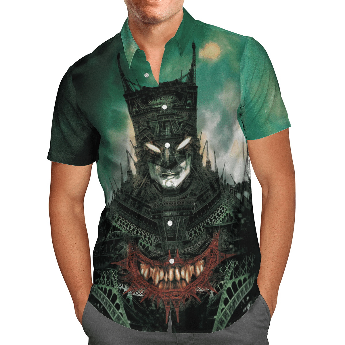 Batman Pattern Tower For Man And Woman Print Short Sleeve Hawaiian Shirt Y97