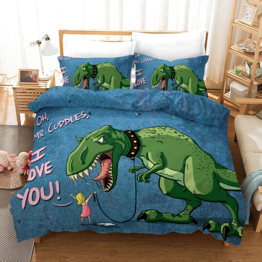 3D Green Cartoon Dinosaur Quilt Cover Set Bedding Set Pillowcases 37