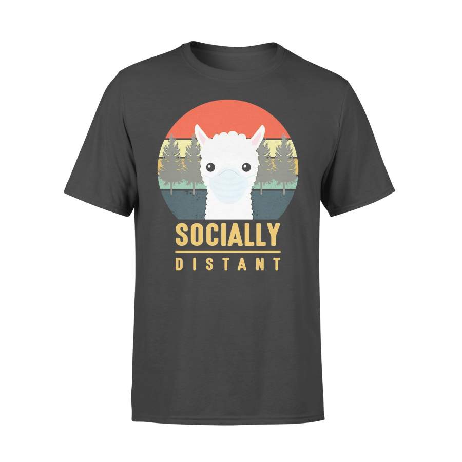 Llama Mask Social Distancing Vintage T-shirt