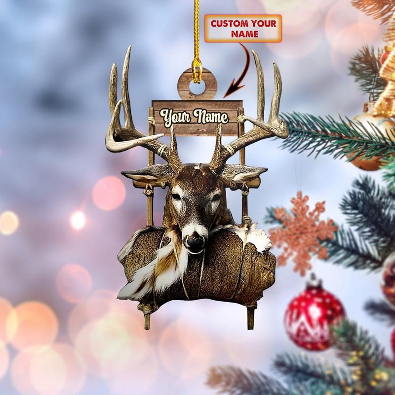 Deer Hunter Custom Name Shape Ornament