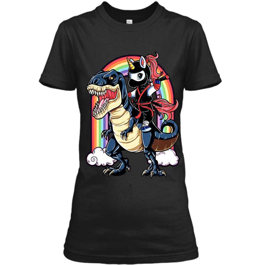 Unicorn Riding Dinosaur Shirt Funny Unicorn Ninja Shirt Ladies Custom